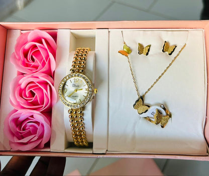 Coffret bijoux élégance : montre + bijoux + collier