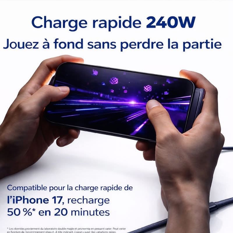 Câble de charge rapide ( 240W) 2 en 1 avec support de téléphone intègré
