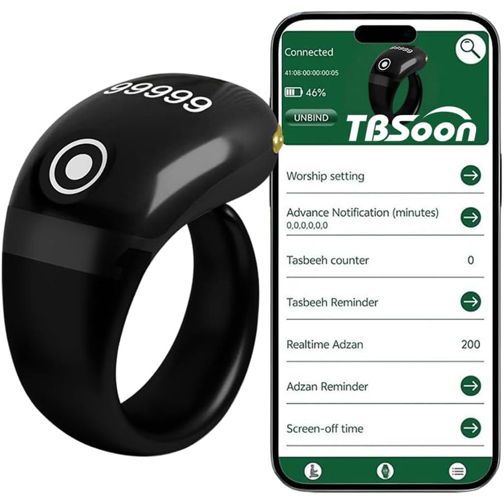 Bague intelligente tasbih 3 en 1 avec 3 anneaux