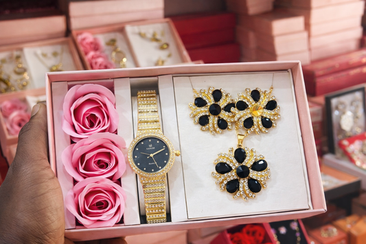 Coffret bijoux élégance : montre + bijoux + collier