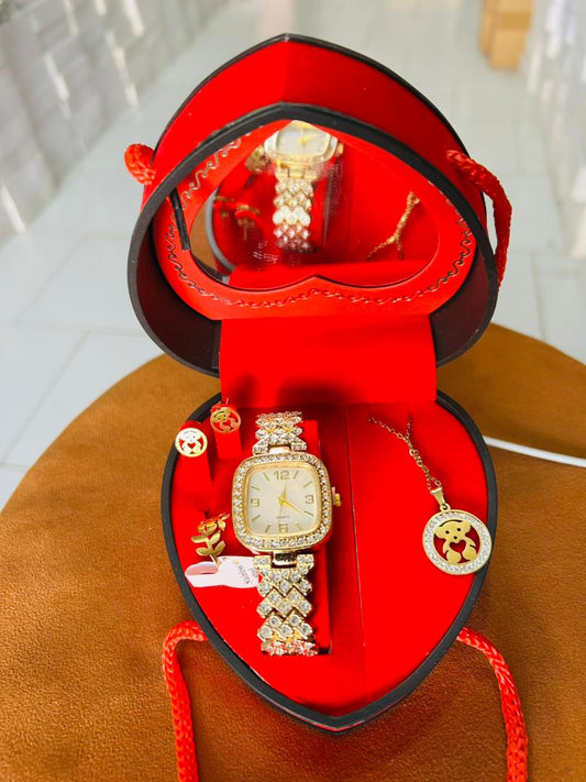 Coffret cadeau montre + collier + bijoux