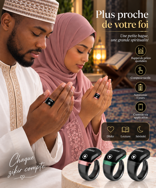 Bague intelligente tasbih 3 en 1 avec 3 anneaux