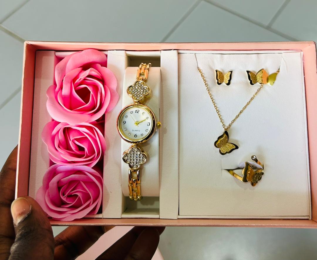 Coffret bijoux élégance : montre + bijoux + collier