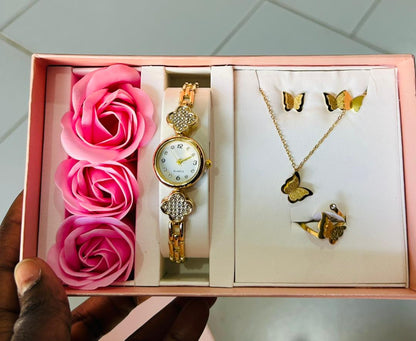 Coffret bijoux élégance : montre + bijoux + collier
