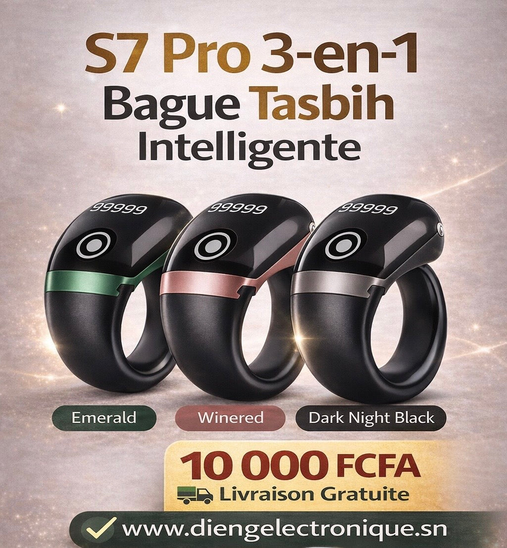 Bague intelligente tasbih 3 en 1 avec 3 anneaux