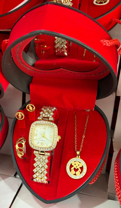 Coffret cadeau montre + collier + bijoux